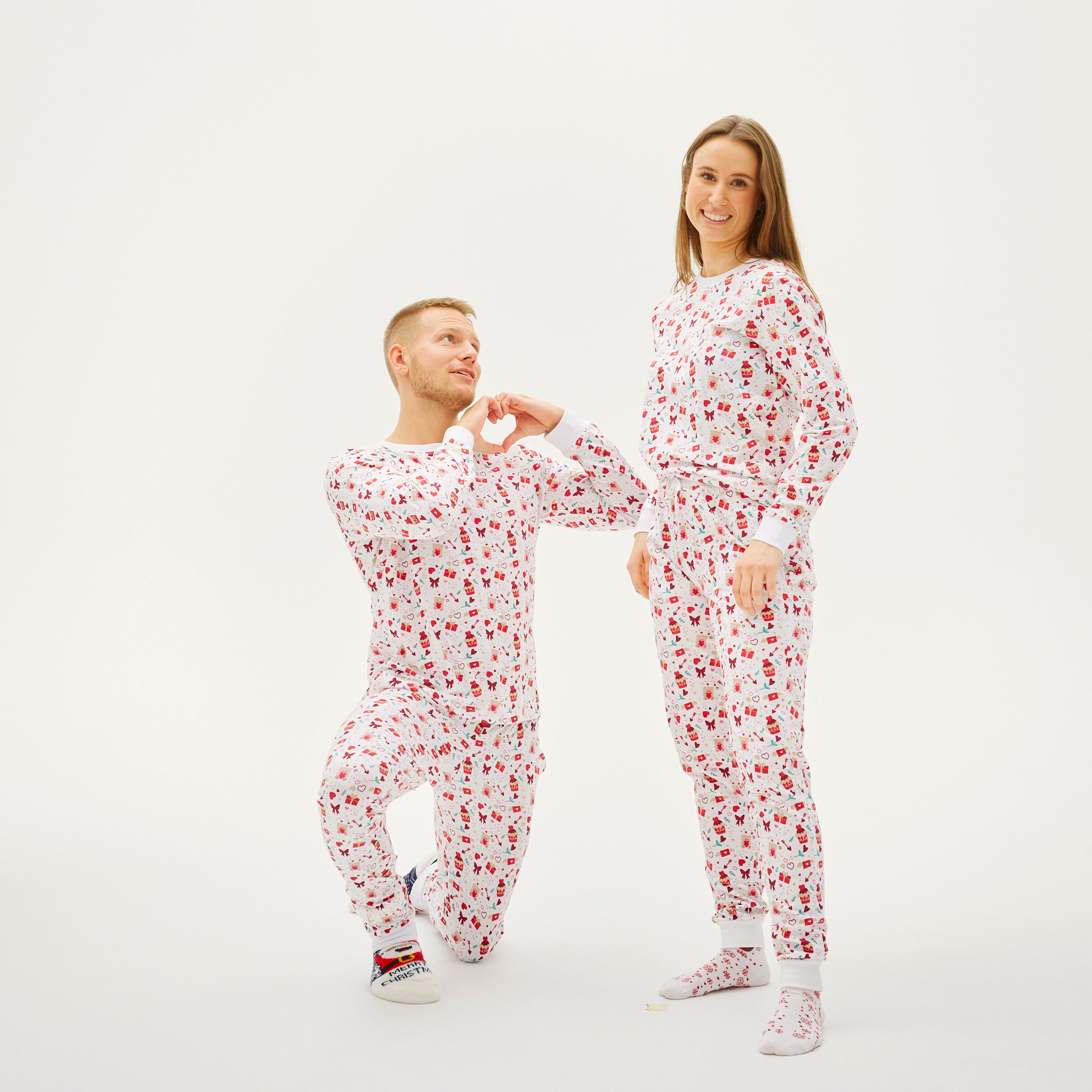Valentines Pyjamas Hvid - Herre.